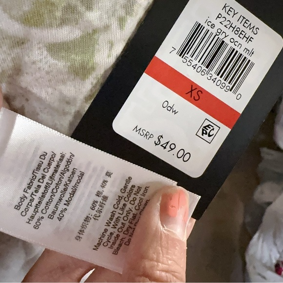 DKNY pink yellow blue multi colored designer shirt top round neck NWT - Picture 3 of 6